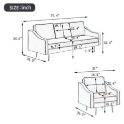 Merax 2 Piece Mordern Velvet Armchair And Sofa Sets - Black -Baxton Acme Shop 1666c629 aae0 4547 993d 0ecd03bae859