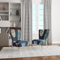 Designart "Indigold Feathers Pattern" Upholstered Floral Accent Chair - Arm Chair - Slipper Chair -Baxton Acme Shop 1678d92f 6b27 4c73 b359 d382b3bf5411