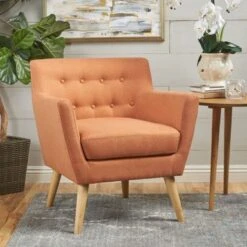 Meena Button-tufted Fabric Club Chair By Christopher Knight Home - Orange -Baxton Acme Shop 17711c5b 2633 4df1 9341 e0b30a3240a2