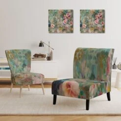 Designart "Flower Shower III" Upholstered Farmhouse Accent Chair - Arm Chair - Arm Chair -Baxton Acme Shop 18ce104f bb48 4932 a79c b40a068b4902