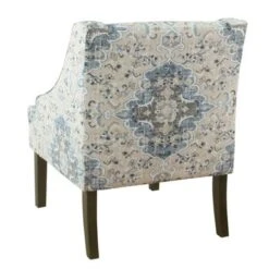 Porch & Den Holman Medallion Pattern Upholstered Swoop Armchair - Blue Ikat Print -Baxton Acme Shop 18d8d94b 496b 4a83 8629 6042ce89b892