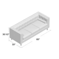 Kittleson 83'' Velvet Square Arm Sofa - Ivory -Baxton Acme Shop 19ae0748 c213 4403 b3ec 01b44a5130de