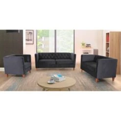Lisette Velvet 3PCs Living Room Set - Grey -Baxton Acme Shop 19eccce0 6e71 4f3a b38f 1a387328fe8b