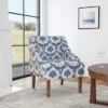 Porch & Den Holman Medallion Pattern Upholstered Swoop Armchair - Blue Ikat Print