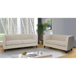 Lisette Velvet 2PCs Living Room Set Sofa & Loveseat - Yellow -Baxton Acme Shop 1a5b10e0 13f3 49be 9d4f adaf346a5cae