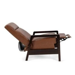 Fernhill Faux Leather Upholstered Pushback Recliner By Christopher Knight Home - Cognac Brown/ Dark Espresso -Baxton Acme Shop 1a600102 e0d7 4cf6 819f 196ca2a9f5db