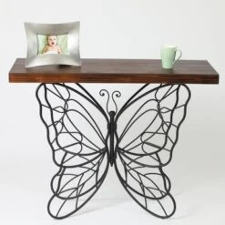 Butterfly Black And Brown Metal And Wood Accent Table - 31.25" H X 40.75" W X 16" D - 31.25" H X 40.75" W X 16" D -Baxton Acme Shop 1a679d28 8d78 48dd a626 c70a5166c113