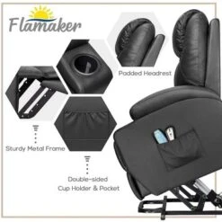 Power Lift Recliner PU Leather With Massage And Heating - Black -Baxton Acme Shop 1ad89d08 0e57 4f84 ba45 debc3a1d73e1