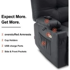 Mcombo Large Power Swivel Glider Rocker Recliner Chair With Massage And Heat 7748 - Black -Baxton Acme Shop 1b77119b 2dfd 4b26 bb8d 950f1025cd89