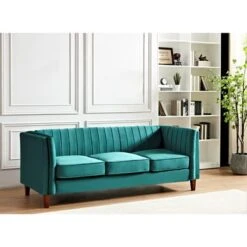 Line Tufted Square Design Sofa - Dark Blue -Baxton Acme Shop 1bc3b92d 48f5 43f5 88f1 4a94780979a9