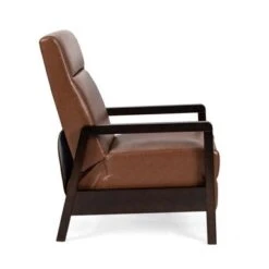 Fernhill Faux Leather Upholstered Pushback Recliner By Christopher Knight Home - Cognac Brown/ Dark Espresso -Baxton Acme Shop 1c433cd8 b9ef 4cdf a35e 8fd7b49b61ba