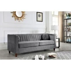 Lowery Kitts Velvet Classic Chesterfield Living Room Set - Black -Baxton Acme Shop 1d2bd137 e5e9 413f 976c 512f5729c5c4