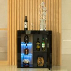 Office Or Living Room Side Storage Cabinet With LED - White -Baxton Acme Shop 1d3f422f dac1 4935 bebb 029e4dfced54