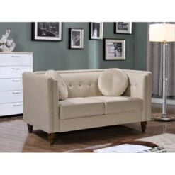Angie Classic Kittleson Chesterfield 3-Piece Set-Loveseat Sofa & Chair - Grey -Baxton Acme Shop 1d68b5cf e94b 4f81 a84f 5f38ba611b2c