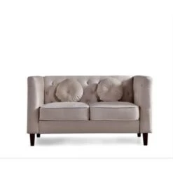 Fancher Kittleson Classic Chesterfield Loveseat - Black -Baxton Acme Shop 1e4adaaa a8f1 4b57 985d bdfe99beeaa5