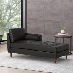 Malinta Contemporary Tufted Chaise Lounge By Christopher Knight Home - 66.75" L X 31.50" W X 33.00" H - Dark Brown + Espresso -Baxton Acme Shop 1e8e5fbd 3159 4f62 bcf8 ef6eeeead7c1
