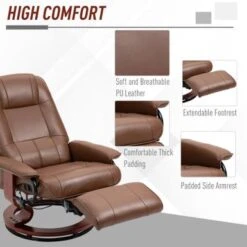 HomCom Faux Leather Adjustable Manual Swivel Base Recliner Chair With Comfortable And Relaxing Footrest - Brown -Baxton Acme Shop 1f0d8fb4 0a24 42d1 a9e4 0f0ce1c3f245