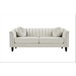 Hills Tufted Back Nailhead 2PCS Living Room Set - Rose -Baxton Acme Shop 209ab1ca b2a3 49d6 9292 95ba7ba74771