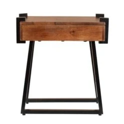 ExBrite Solid Wood End Table Side Table Metal Legs With Total Side 4" - Wood -Baxton Acme Shop 20dc312f 26f9 4f23 af75 f49bc4281f76