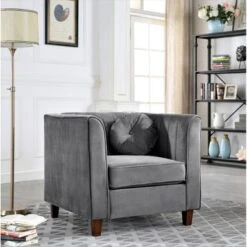 Lowery Velvet Kitts Classic Chesterfield Living Room Seat-Loveseat And Chair - Dark Blue -Baxton Acme Shop 20f48b37 264e 4383 a76f 853ae32cb233