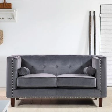 Kittleson 60'' Velvet Tuxedo Arm Loveseat - Grey 3 Kittleson 60'' Velvet Tuxedo Arm Loveseat - Grey