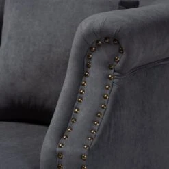 Baxton Studio Renessa Classic & Traditional Velvet Upholstered Wood Armchair - Beige, Dark Brown -Baxton Acme Shop 235b9057 88fc 44b6 a56e ef8d4974d89d