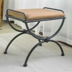 Cambridge Iron Vanity Bench With Cushion - Red Wine -Baxton Acme Shop 237963ca 114d 452e be9e eaa0ec670f37