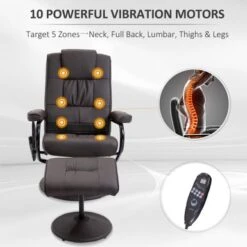 HOMCOM Massaging Faux Leather Recliner Chair And Ottoman Set For Living Room, Bedroom, Or Office, Brown - Brown -Baxton Acme Shop 2416f3ac 44d3 49af 9bcd 1e48960049da