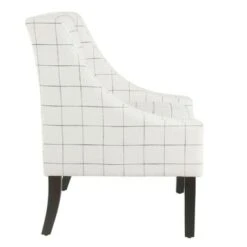 HomePop Modern Swoop Arm Accent Chair - White Windowpane - White -Baxton Acme Shop 2480b43d 0632 45f9 9ee5 de797c751fca