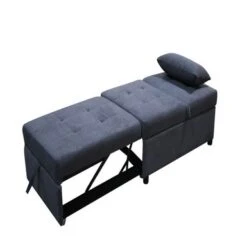 3-in-1 Adjust Backrest Sofa Bed Chair, Convertible Sleeper Chair Bed - Dark Grey -Baxton Acme Shop 24874cfa 289c 4be2 939f c527974089f1