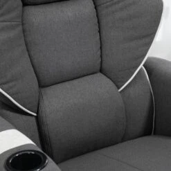 HOMCOM Manual Recliner, Swivel Lounge Armchair With Footrest And Two Cup Holders For Living Room, Black - Black -Baxton Acme Shop 24bea205 5f5f 471b 894e 60745368146e