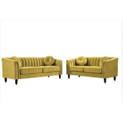 Hills Tufted Back Nailhead 2PCS Living Room Set - Rose -Baxton Acme Shop 24d30763 8c53 4cdc aaab edceccdf9cec