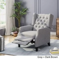 Keating Traditional Wingback Recliner By Christopher Knight Home - Gray -Baxton Acme Shop 26084692 7c27 46dc ac79 8032a45dfada