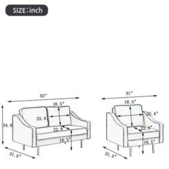 Merax 2 Piece Mordern Velvet Armchair And Loveseat Sofa Sets - Grey 18 Merax 2 Piece Mordern Velvet Armchair And Loveseat Sofa Sets - Grey -Baxton Acme Shop 26e54578 a3af 4abf 9646 6f94c4f20780