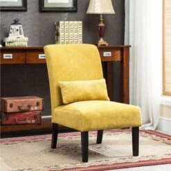 Porch & Den Vista Armless Chenille Accent Chair W/ Kidney Pillow - Red -Baxton Acme Shop 273b7f93 fbbc 4dd1 8523 299b4f828837