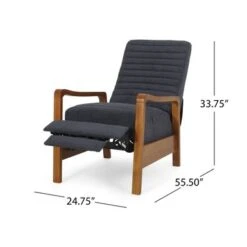 Munro Channel Stitch Pushback Recliner By Christopher Knight Home - Teak + Navy Blue -Baxton Acme Shop 27ae6976 7537 4dce bb26 8a340b1c1f62