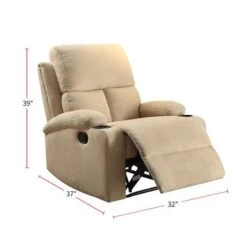Velvet Upholstered Recliner With Armrest - Chocolate -Baxton Acme Shop 281874b8 28ef 4d9e bf8f 943fc68f8f1f