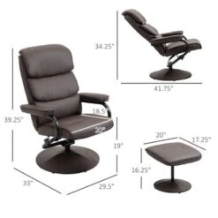 HOMCOM Recliner Chair With Ottoman, Swivel PU Leather High Back Armchair W/ Footrest Stool, 135 Adjustable Backrest - Bronze -Baxton Acme Shop 283abade b8fb 48fe 8a2d 4e5dc3df3db0