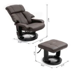 HOMCOM Recliner With Ottoman Footrest, Recliner Chair With Vibration Massage, Faux Leather And Swivel Wood Base For Living Room - Beige -Baxton Acme Shop 28a79614 5e89 4f3e 9478 459b6fb1efbd