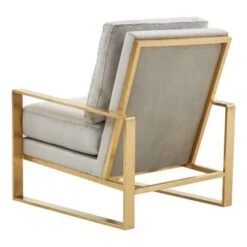LeisureMod Jefferson Modern Velvet Accent Armchair With Gold Base - Beige -Baxton Acme Shop 29405025 f534 4e7d a99d 94ff500450b6