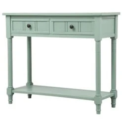 Daisy Series Console Table Traditional Design With Two Drawers And Bottom Shelf Acacia Mangium - Ivory -Baxton Acme Shop 29af10c1 eb60 4563 8a6f 5cb9f9658ab7