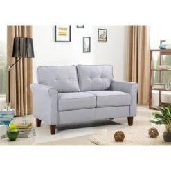 Kouchouk 54.5'' Linen Flared Arm Loveseat - Drak Grey -Baxton Acme Shop 2b0a18a2 7024 43ff 83e9 51b78bae0955