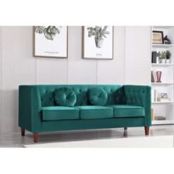 Fancher Kittleson Classic Chesterfield Sofa - Dark Blue -Baxton Acme Shop 2b4f3ca8 a88c 4e44 9d56 041af2210730