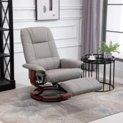 HomCom Faux Leather Adjustable Manual Swivel Base Recliner Chair With Comfortable And Relaxing Footrest - Brown -Baxton Acme Shop 2b63c365 2d15 4990 9d86 dfafc69e349b