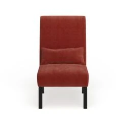 Porch & Den Vista Armless Chenille Accent Chair W/ Kidney Pillow - Red -Baxton Acme Shop 2b7b8781 073a 4136 9ff0 c223a6ee5fcd
