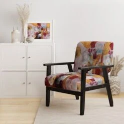 Designart "Abstract Watercolor With Red And Yellow" Upholstered Contemporary Accent Chair - Arm Chair - Arm Chair -Baxton Acme Shop 2bd40fb8 05c6 4fa9 b53f 0f4729ecf28b