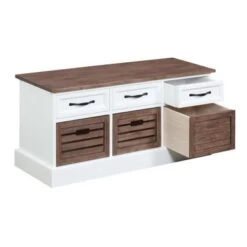 3-drawer Storage Bench Weathered Brown And White -Baxton Acme Shop 2c227b02 72af 4062 bbb3 782b377c4aed