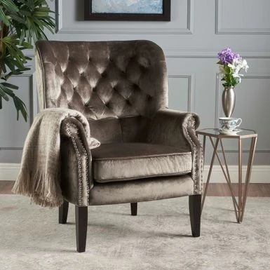 Tomlin Nailhead Velvet Club Chair By Christopher Knight Home - Grey 3 Tomlin Nailhead Velvet Club Chair By Christopher Knight Home - Grey