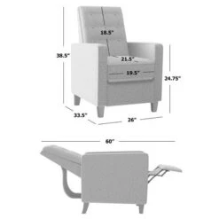 Copper Grove Linen Button Tufted Push Back Recline - Heather Grey -Baxton Acme Shop 2c5c58c7 b9fd 4fca 9886 f9cd3dcebc2f