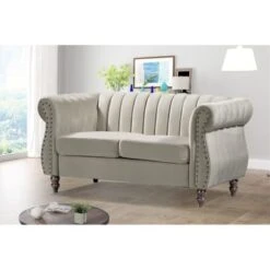 Charlot Velvet Chesterfield Rolled Arm 2-Piece Living Room Set - Dark Blue -Baxton Acme Shop 2ca04361 75ab 44db 8d83 1360cbec82d2